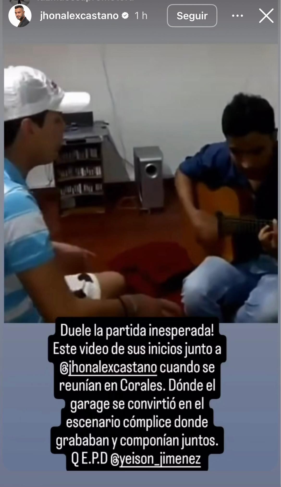 “¡Duele la partida inesperada!”, escribió Jhon Alex al recordar los momentos compartidos.