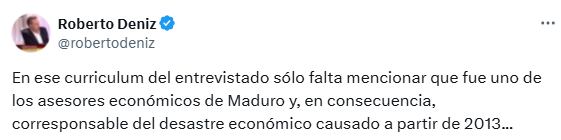 Mensaje del periodista venezolano en sus redes sociales