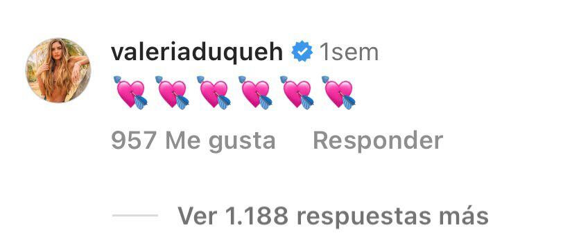 Valeria Duque deja comentario en reciente publicación de Rosalía.