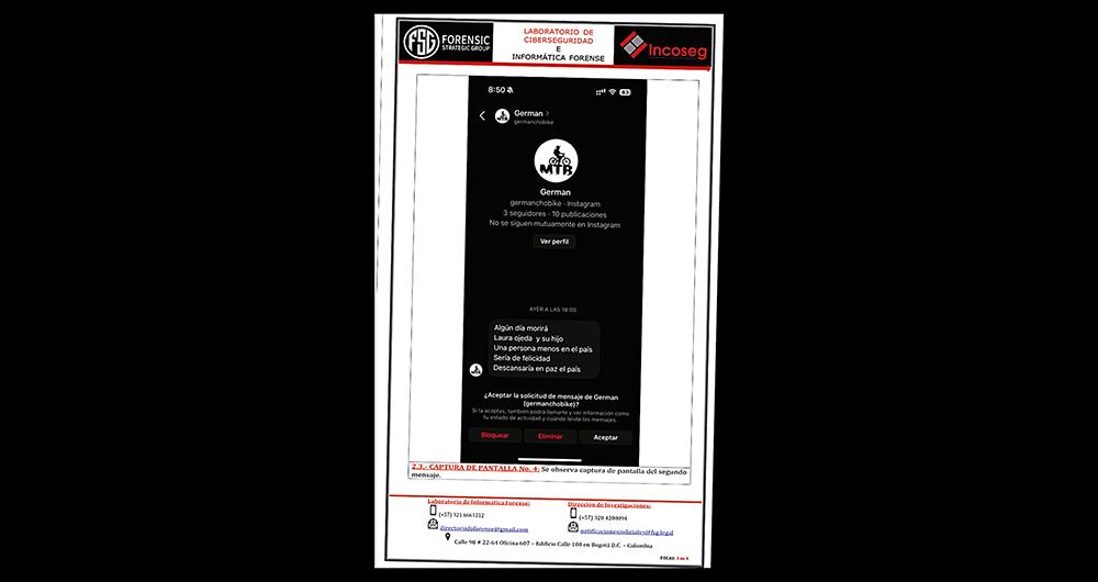 Las amenazas de muerte también llegaron contra su hijo y su esposa, Laura Ojeda.