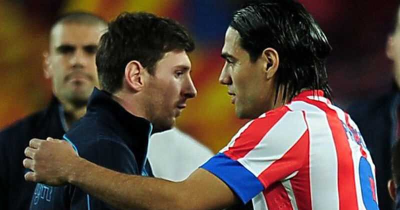 Falcao y Messi defendiendo los colores de Atlético Madrid y Barcelona, respectivamente 