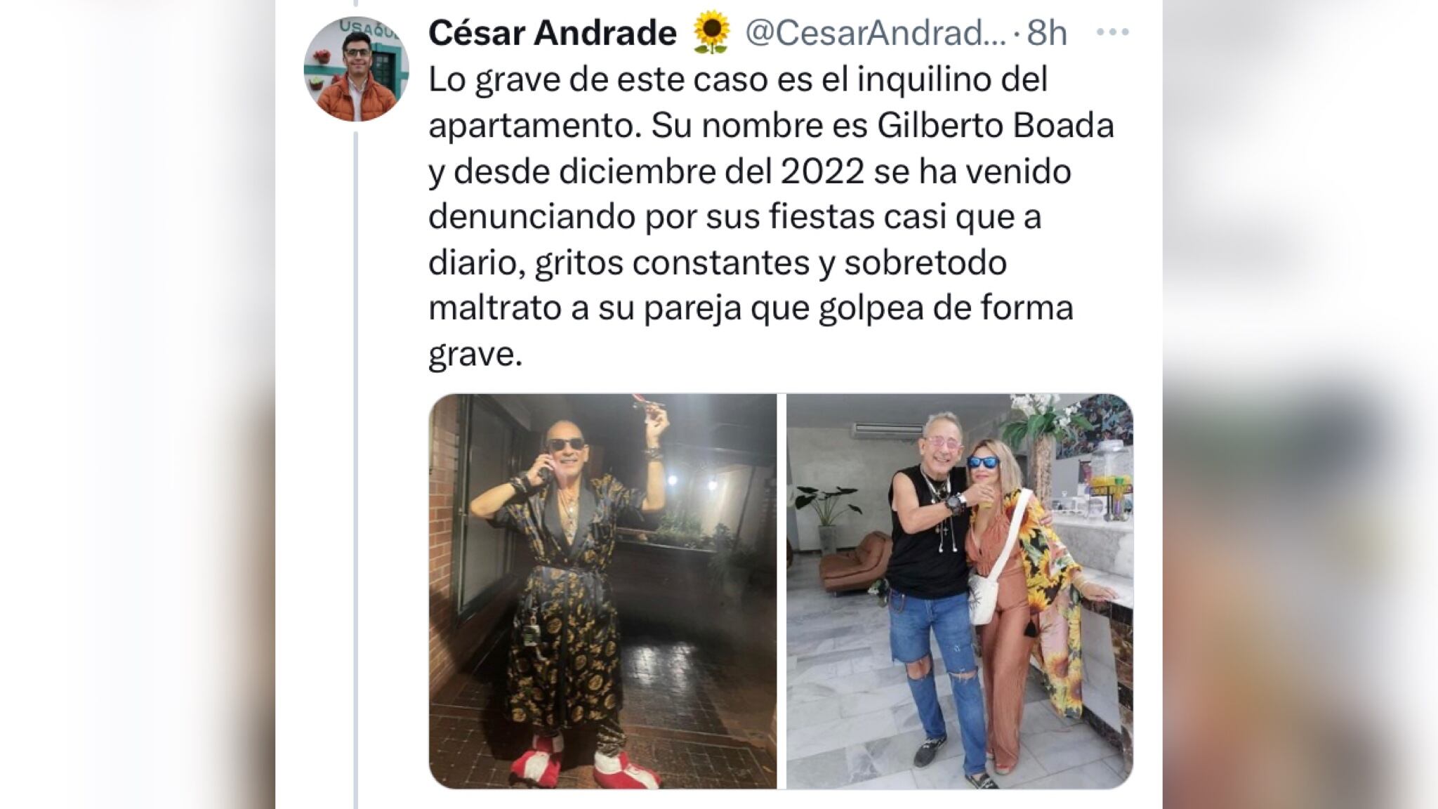 La persona que vivía en el apartamento a quien identificó como nombre Gilberto Boada se le ha denunciado desde diciembre del 2022.