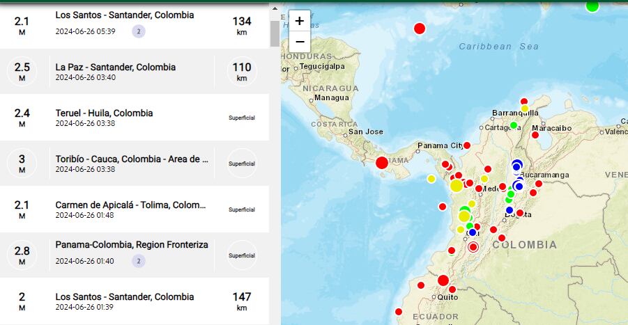 La mayoría de temblores que se registran en Colombia ocurren en el Pacífico y en Santander.