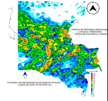 Lluvias en gran parte del país para la semana del 5 al 9 de octubre.