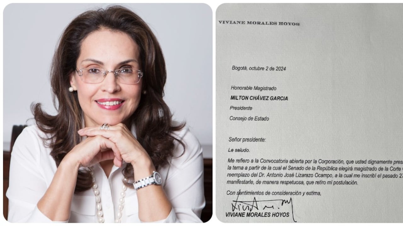Viviane Morales y la carta donde desistió de su aspiración a convertirse en magistrada de la Corte Constitucional.
