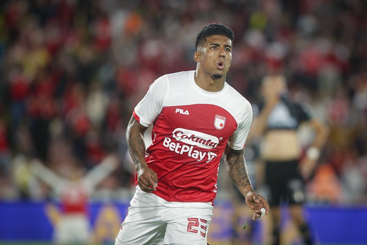 Bogotá. Septiembre 01 de 2025. Independiente Santa Fe enfrenta a Once Caldas, por encuentro válido de la Liga BetPlay II 2025 de la fecha 9, en el Estadio Nemesio Camacho El Campín. (Colprensa - Cristian Bayona).