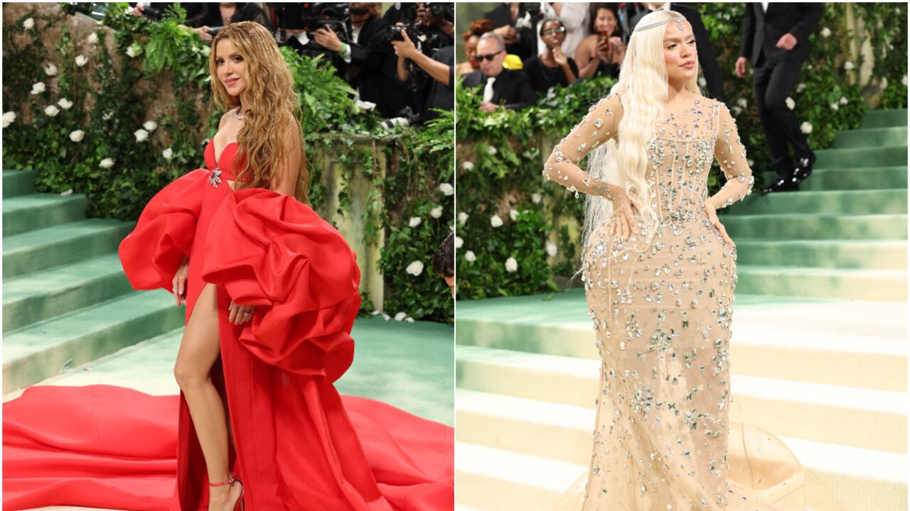 Shakira y Karol G en la Met Gala 2024, deslumbraron con vestidos de alta costura que se robaron las miradas.