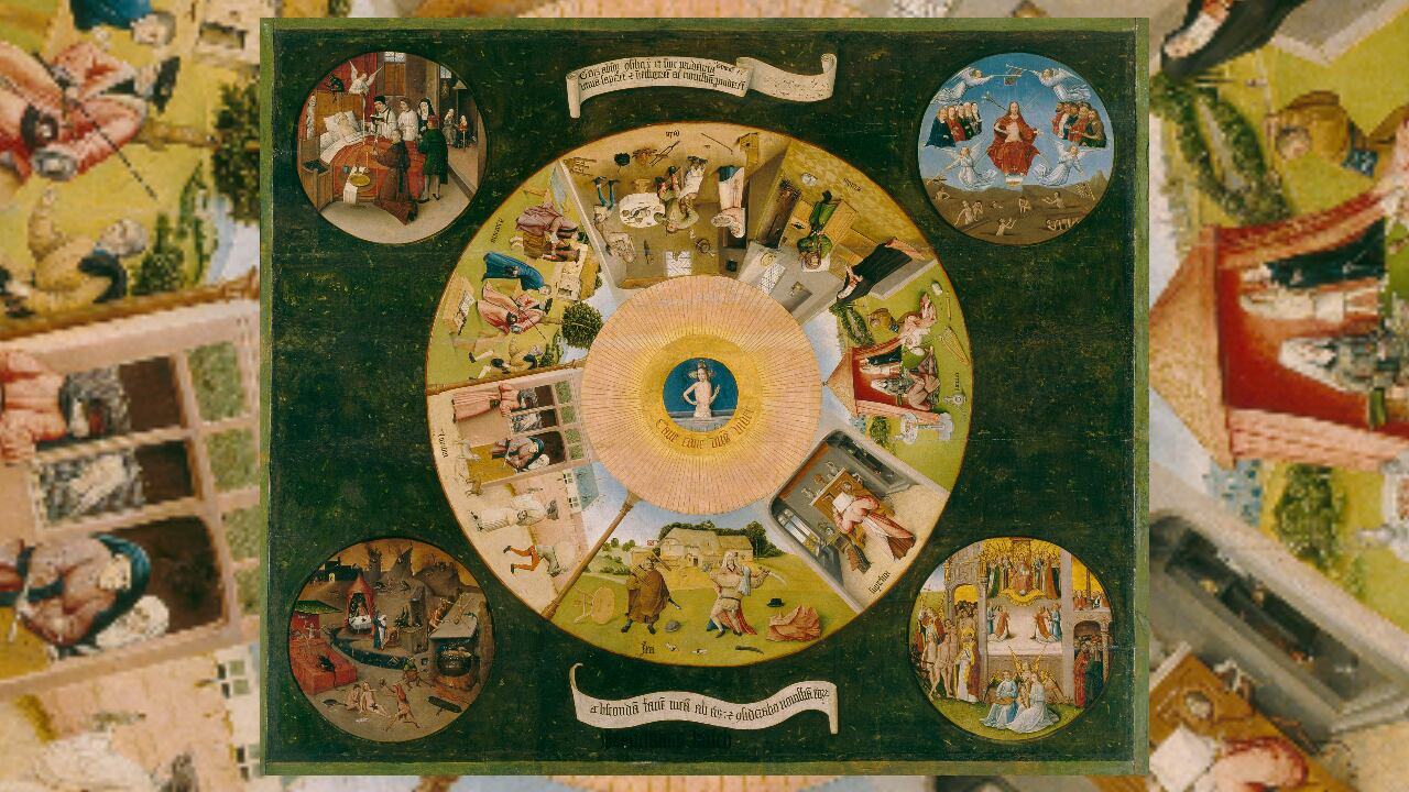 El Bosco "La mesa de los pecados capitales". Museo del Prado.