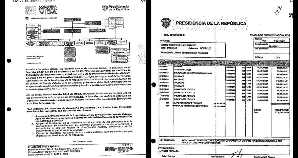 Contratos para compras dentro de la Jefatura de la Protección Presidencial.