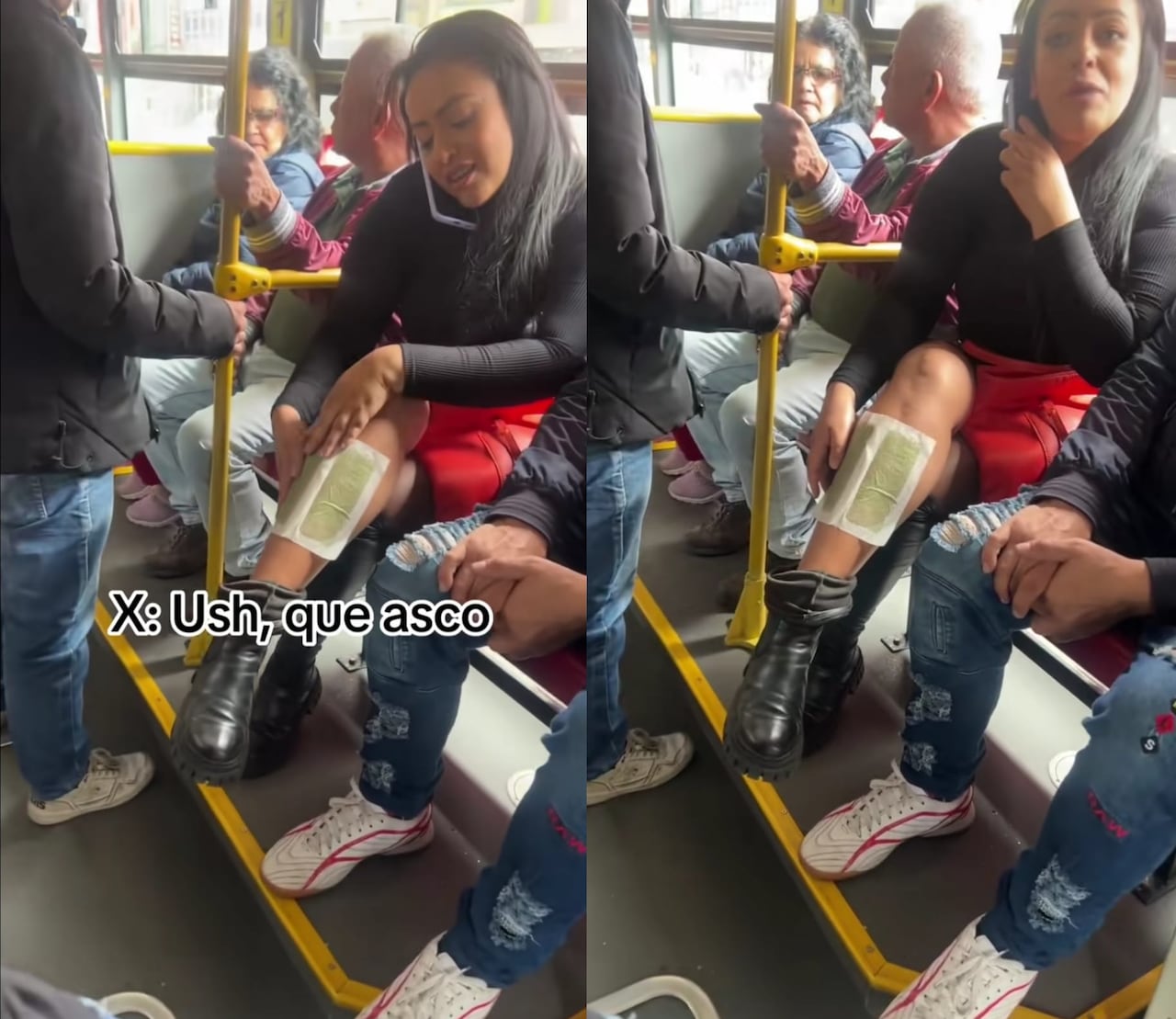 mujer depilándose en transmilenio