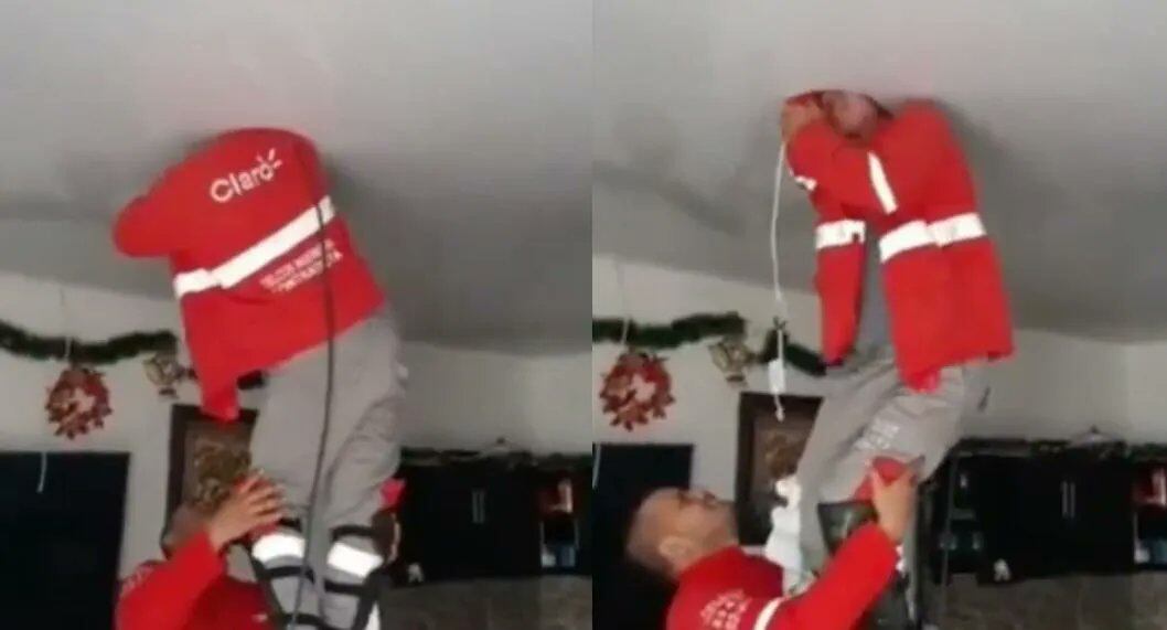 Un video en redes sociales dejó saber el imprevisto momento que vivió el trabajador durante una instalación