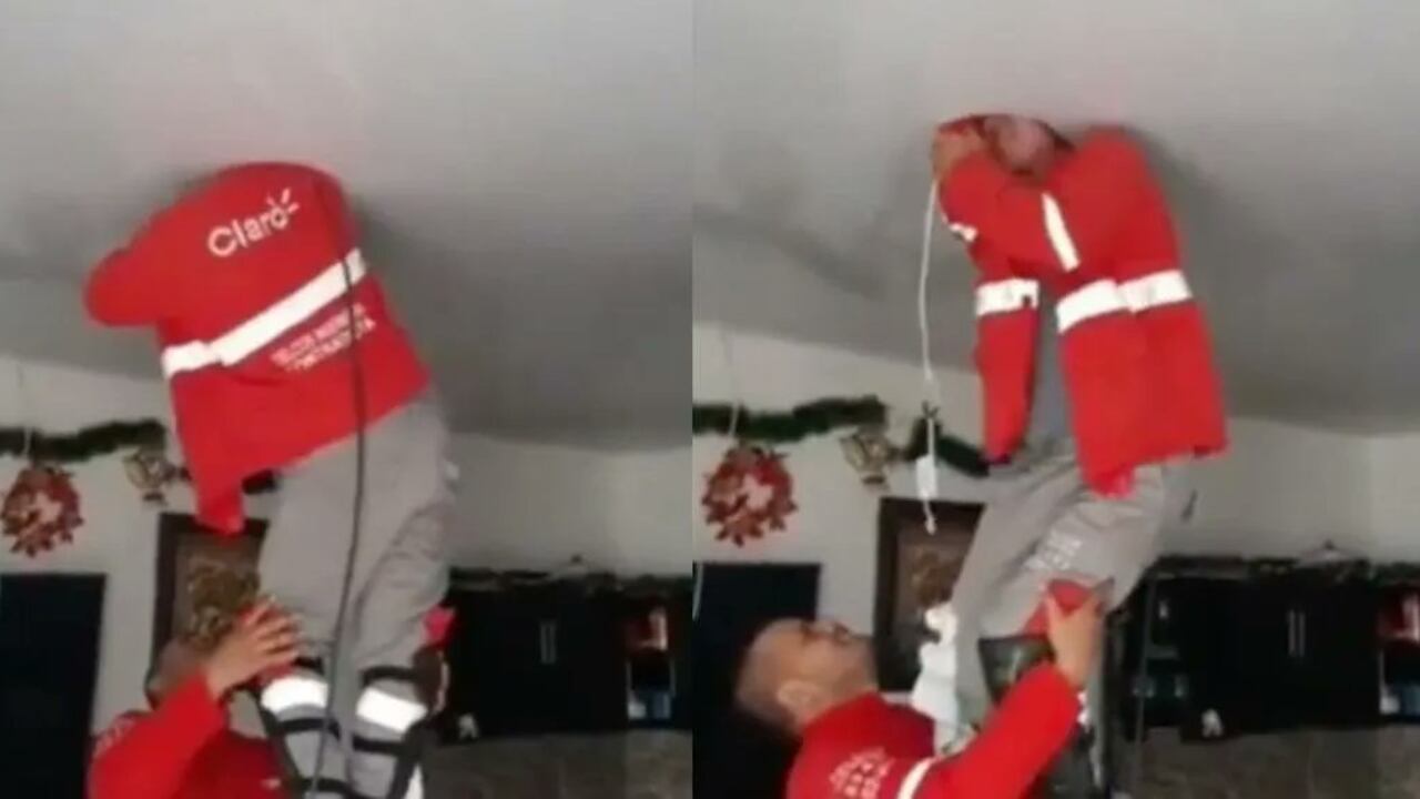 Un video en redes sociales dio a conocer el imprevisto que vivió un trabajador durante una instalación en una casa.
