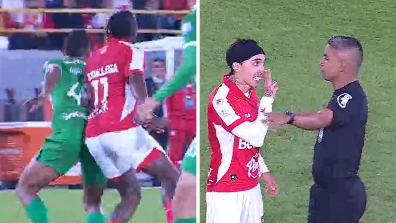 A Omar Fernández Frasica, de Independiente Santa Fe, le anularon un polémico gol ante Atlético Nacional. Expertos opinan que estuvo mal anulado.