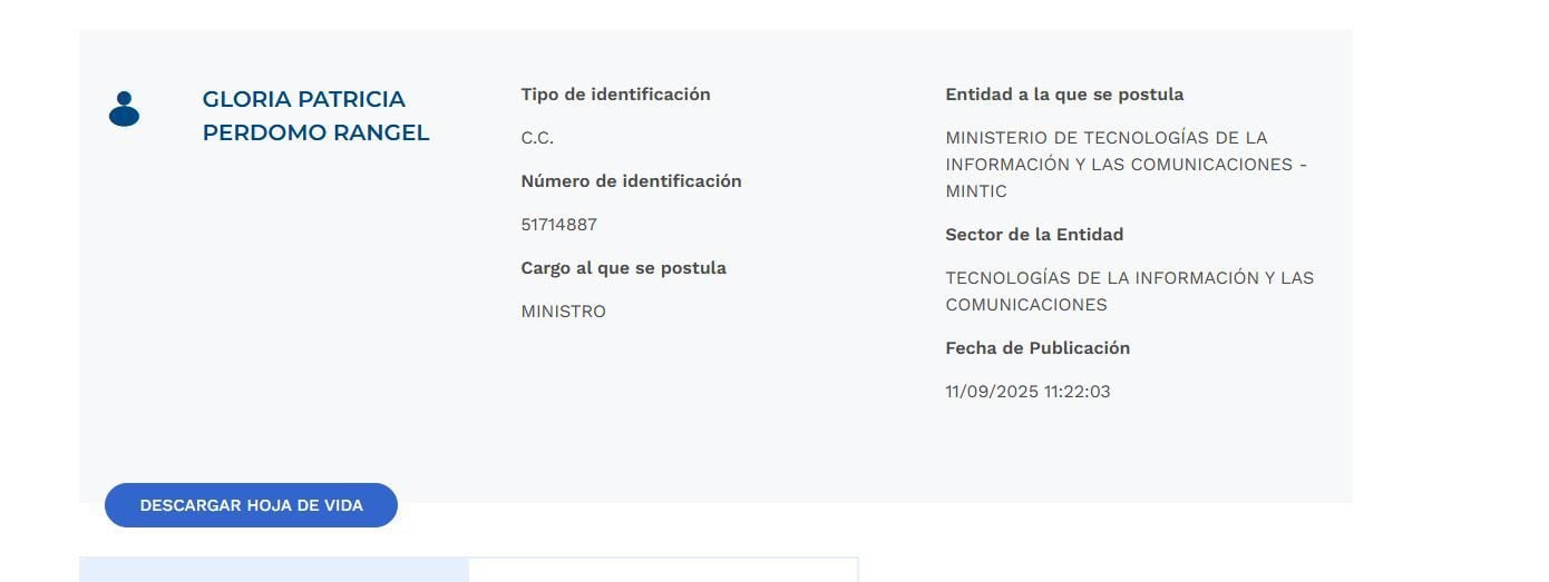 Hoja de vida de Gloria Patricia Perdomo Rangel