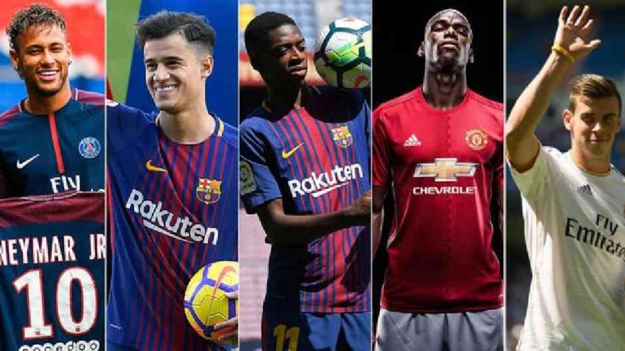 Neymar, Coutinho, Dembélé, Pogba y Bale, los cinco jugadores más caros de la historia.