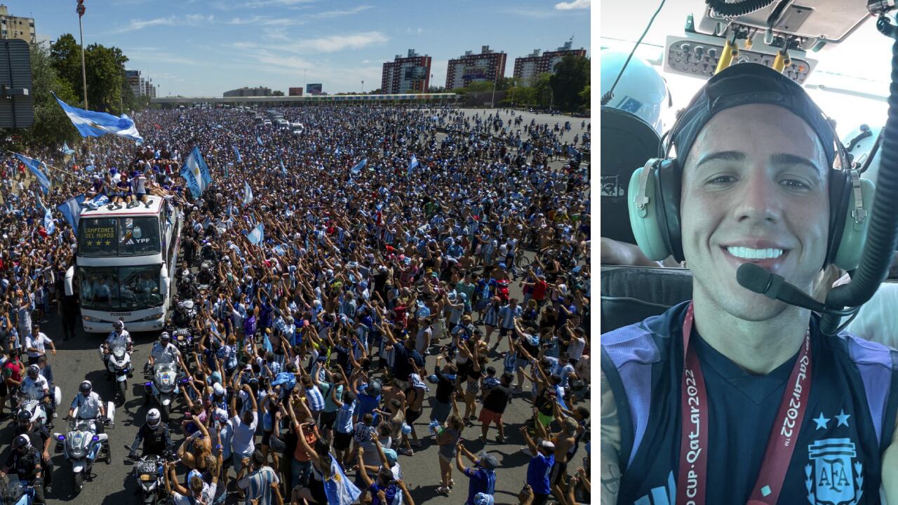 Enzo Fernández subió una foto desde el helicóptero dispuesto por la AFA