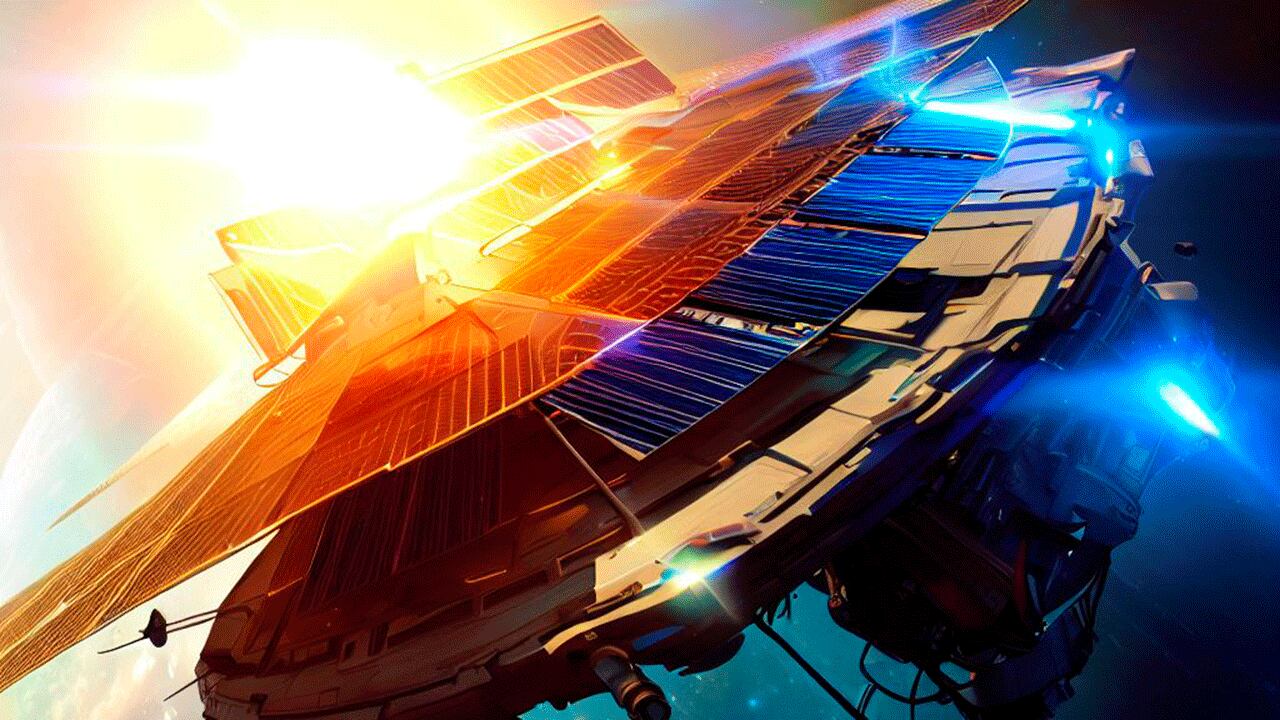 Nave espacial futurista que sería impulsada por energía solar.