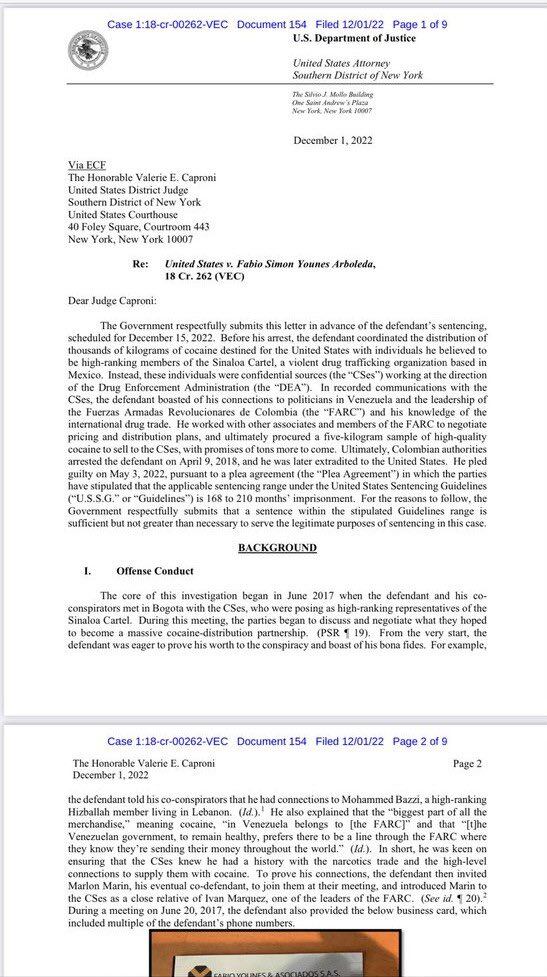 Departamento de los Estados Unidos pidió condena contra los socios de Jesús Santrich