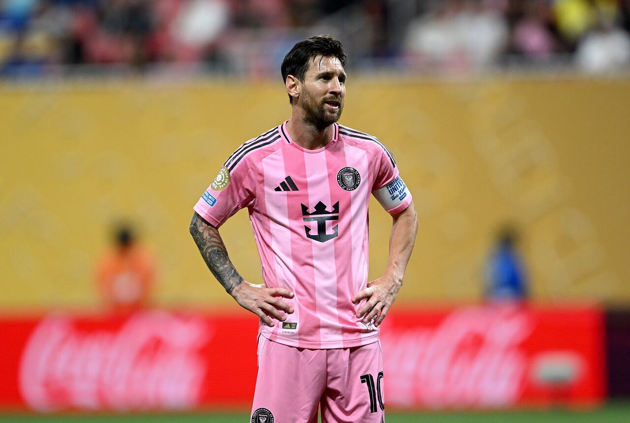 ATLANTA, GEORGIA - JUNE 19: Lionel Messi #10 of Inter Miami CF reacts during the FIFA Club World Cup 2025 group A match between Internacional CF Miami and FC Porto at Mercedes-Benz Stadium on June 19, 2025 in Atlanta, Georgia. (Photo by Shaun Botterill - FIFA/FIFA via Getty Images)