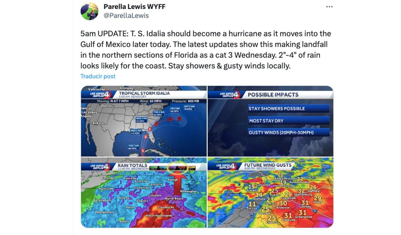 Así será el recorrido del Huracán Idalia hacia territorio estadounidense