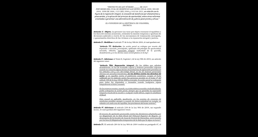 En el artículo 13 se plantea una modificación profunda de las causales para aplicar el principio de oportunidad y hay un tema que abrirá el debate. 
