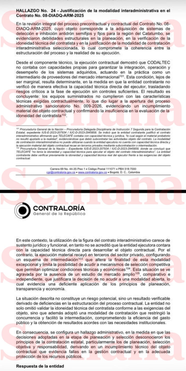 Hallazgo Contraloria