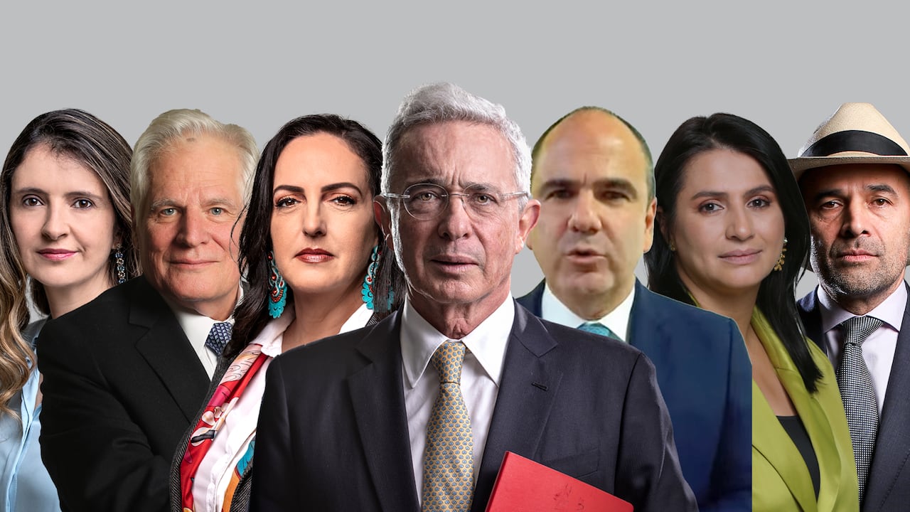 Álvaro Uribe Vélez y los precandidatos presidenciales del Centro Democrático.