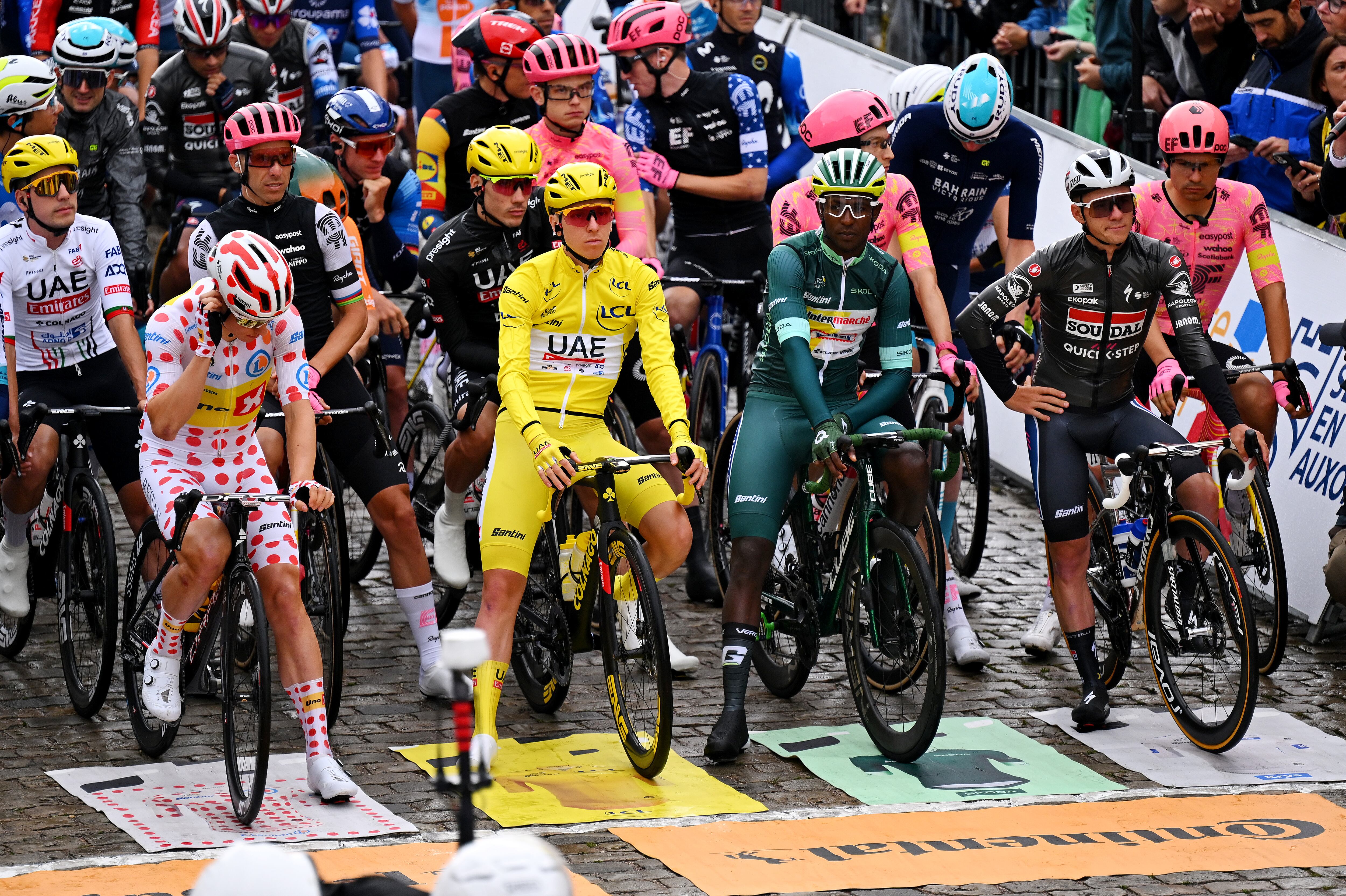 Tadej Pogačar en la línea de salida del Tour de Francia