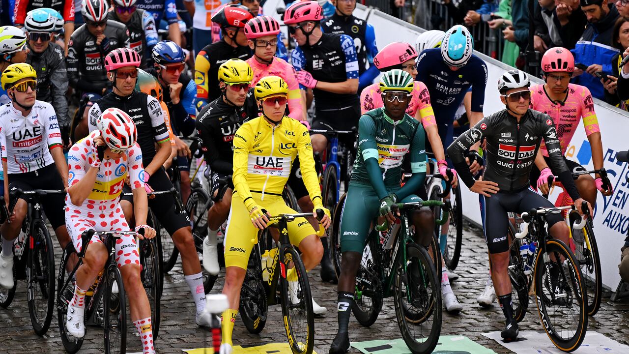 Tadej Pogačar en la línea de salida del Tour de Francia