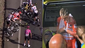 Caída de Tadej Pogacar en la Vuelta a España.