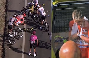 Caída de Tadej Pogacar en la Vuelta a España.