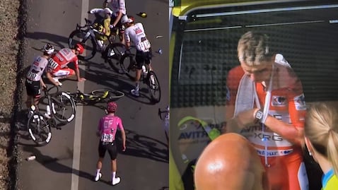 Caída de Tadej Pogacar en la Vuelta a España.