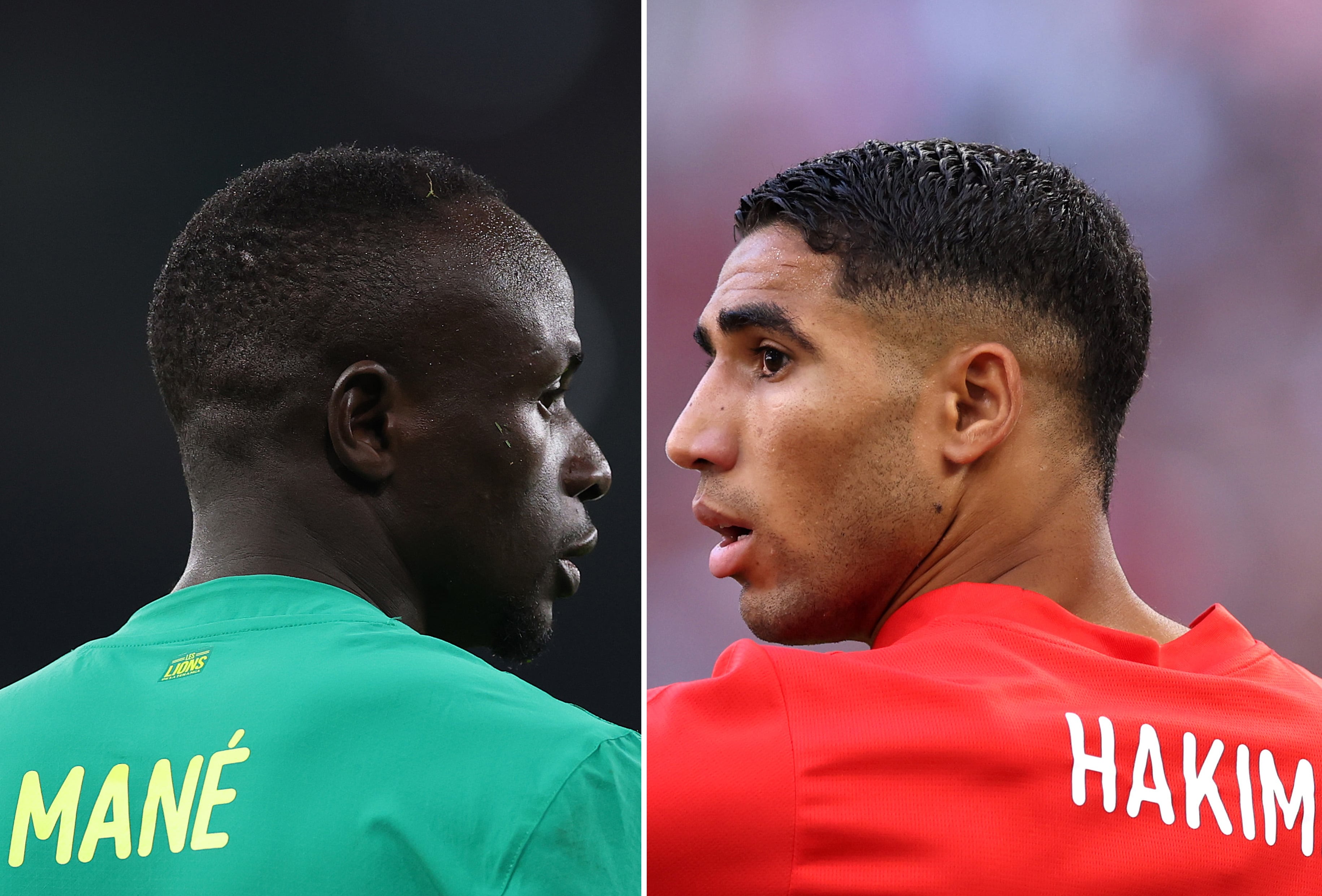 Sadio Mané, de Senegal, y Achraf Hakimi , de Marruecos.