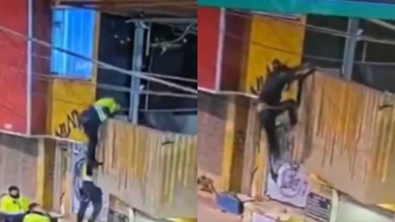 La Policía en medio del operativo para capturar al presunto ladrón en La Candelaria.