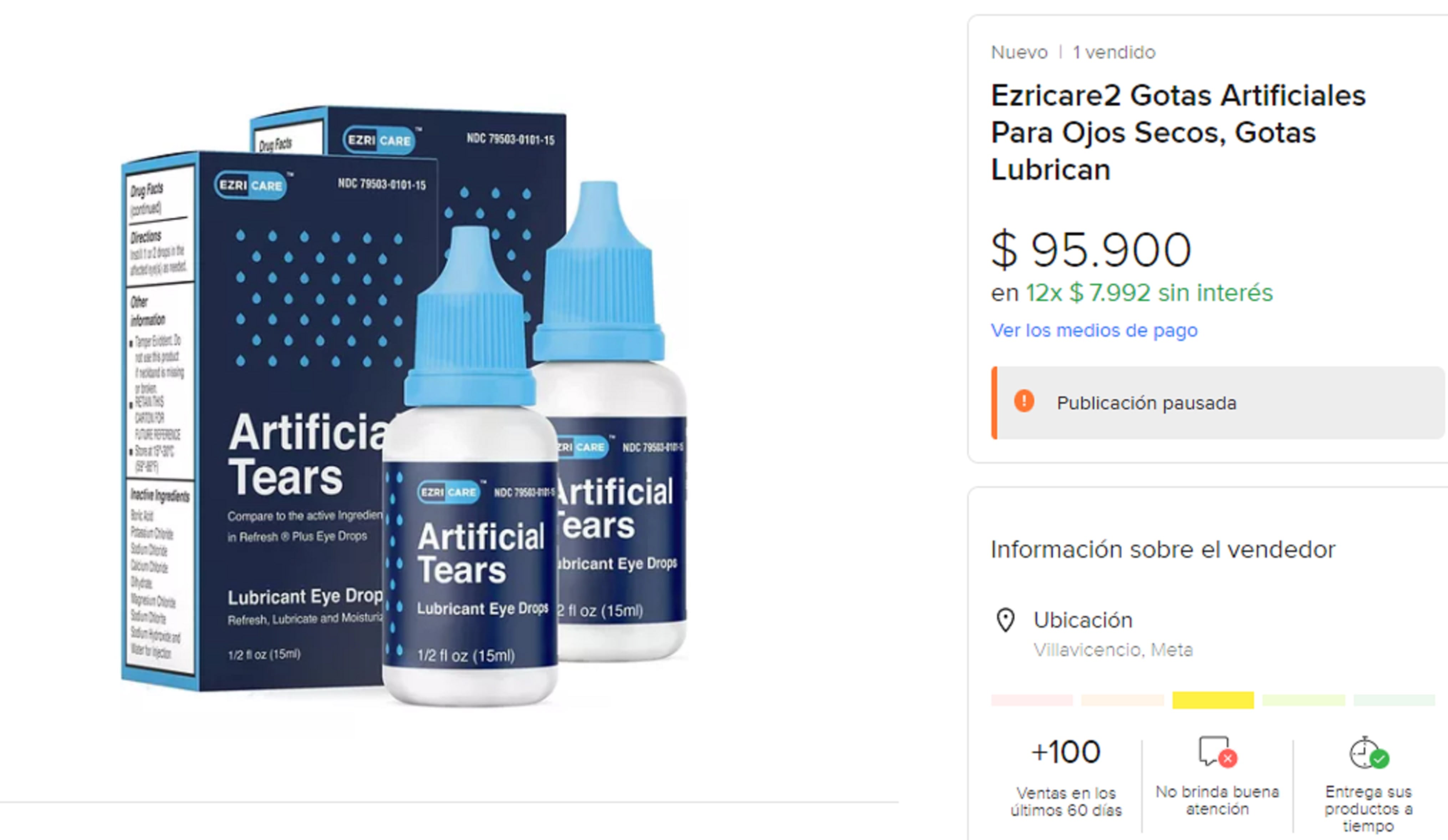 EzriCare lágrimas artificiales