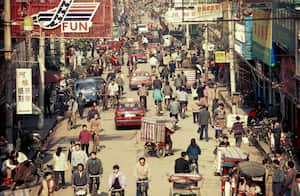 Calles de Wuhan, China.