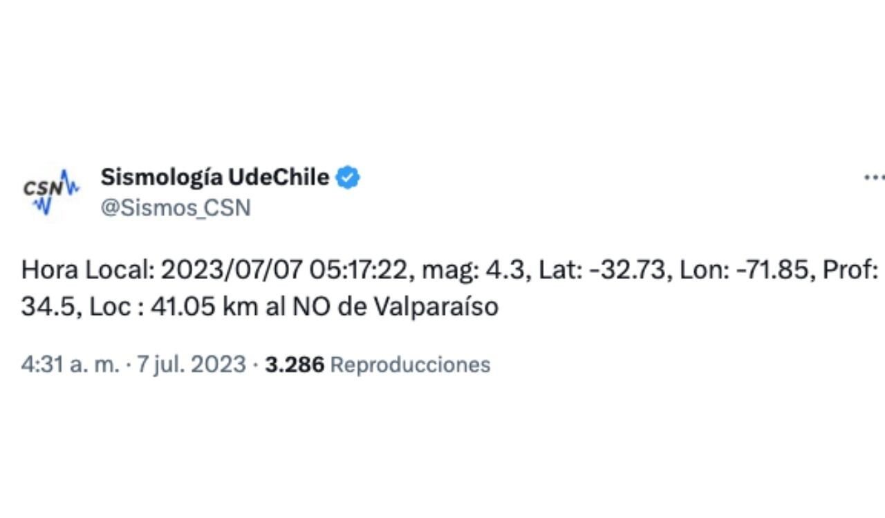 El otro sismo ocurrió 4 horas después a pocos kilómetros de la ciudad de Valparaíso