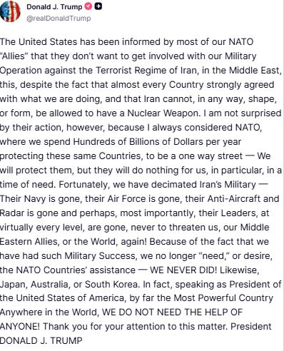 Mensaje de Donald Trump