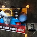 Reporteros gráficos, camarógrafos y periodistas de la ciudad de Cali pertenecientes al Círculo de Reporteros Gráficos del Valle del Cauca, Ciregráficos levantaron su voz durante un plantón en el Boulevard del río por el asesinato del periodista Mateo Pérez Rueda en Briceño Antioquía .