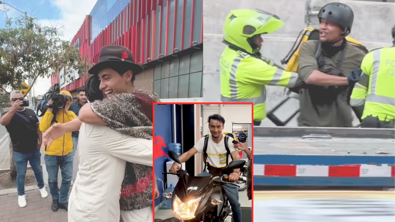 Influencer Julián Pinilla sorprendió a domiciliario al que le inmovilizaron la moto, con gran regalo