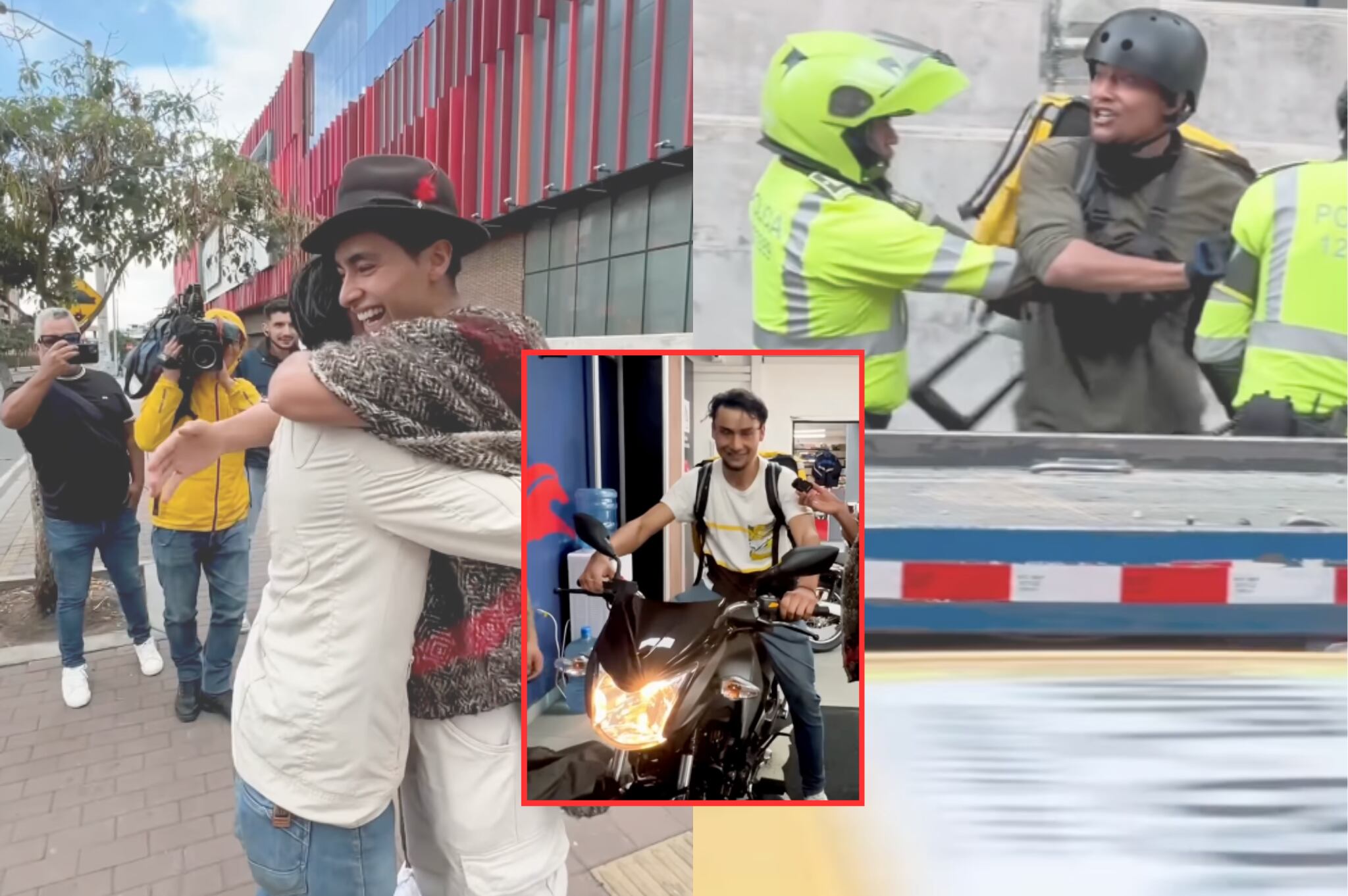 Influencer Julián Pinilla sorprendió a domiciliario al que le inmovilizaron la moto, con gran regalo