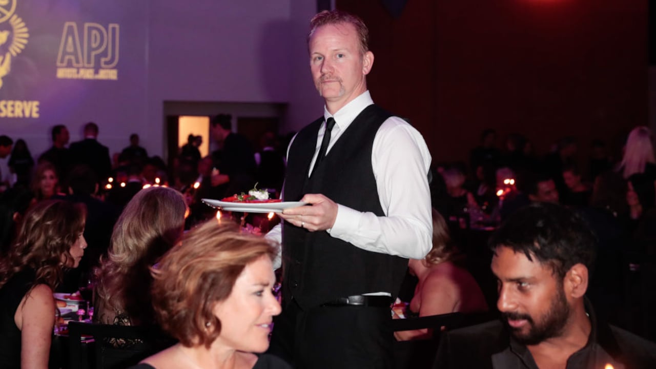 TORONTO, ON - SEPTEMBER 10: Morgan Spurlock attends and serves food during the Artists for Peace And Justice Festival Gala 2017 at AGO on September 10, 2017 in Toronto, Canada. (Photo by Brian de Rivera Simon/WireImage)