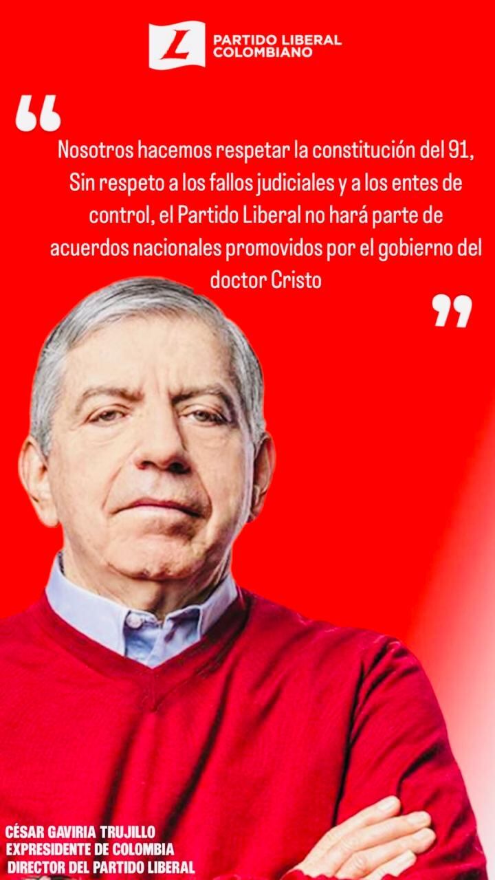 César Gaviria, jefe del Partido Liberal.