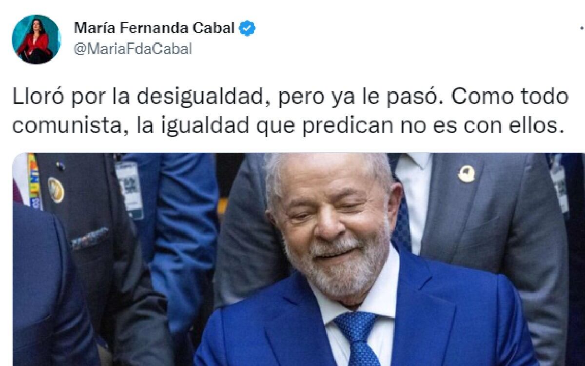 “Como todo comunista, la igualdad que predican no es con ellos”: La crítica de María Fernanda Cabal a Lula da Silva
