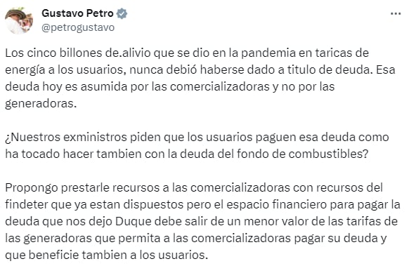 Petro responde a exministros de Minas y Energía que le enviaron una carta para evitar riesgo de apagón en el país