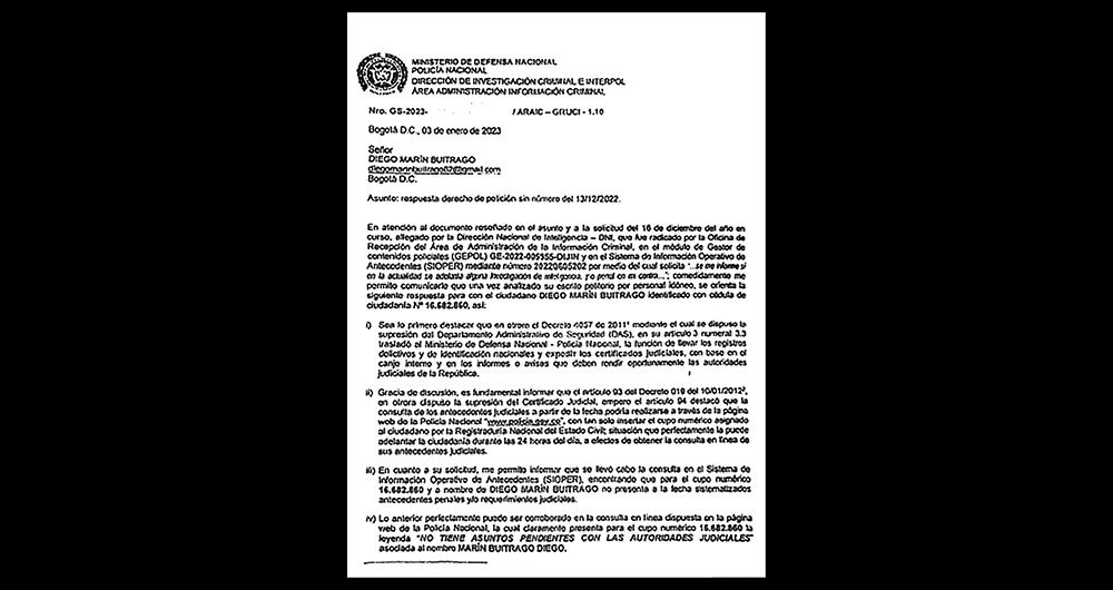 SEMANA conoció los detalles de un documento que en enero de 2023 se convirtió en una especie de paz y salvo judicial en favor de Diego Marín, alias Papá Pitufo. La Dijín aseguró que no tenía cuentas pendientes con la justicia.
