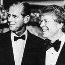 1977: La reina se reúne con el presidente Jimmy Carter en el Palacio de Buckingham.