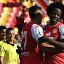 Carlos Sánchez en su debut con Santa Fe