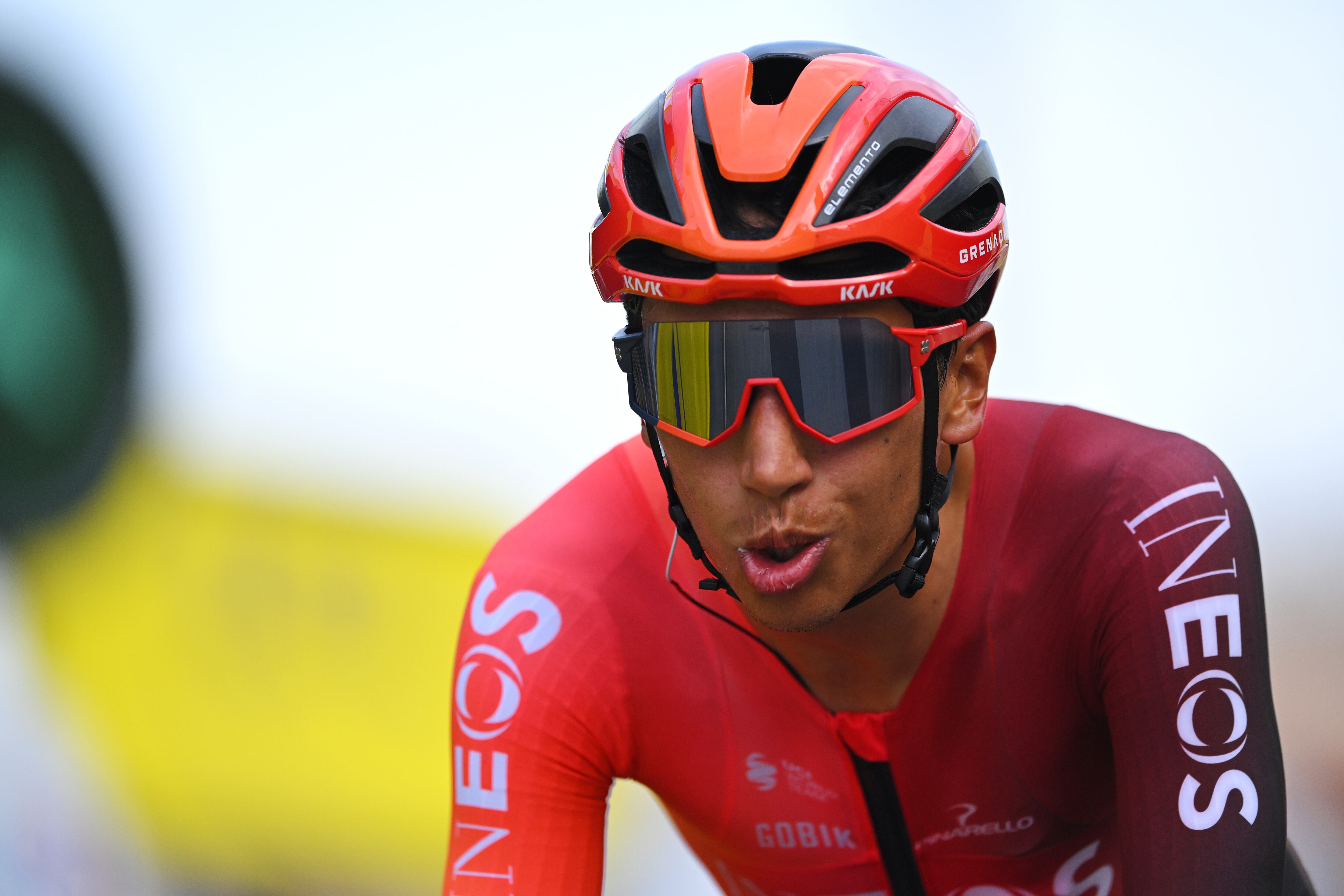 NICE, FRANCE - JULY 21: Egan Bernal of Colombia and Team INEOS Grenadiers crosses the finish line during the 111th Tour de France 2024, Stage 21 a 33.7km individual time trial from Monaco to Nice / #UCIWT / on July 21, 2024 in Nice, France. (Photo by Tim de Waele/Getty Images)