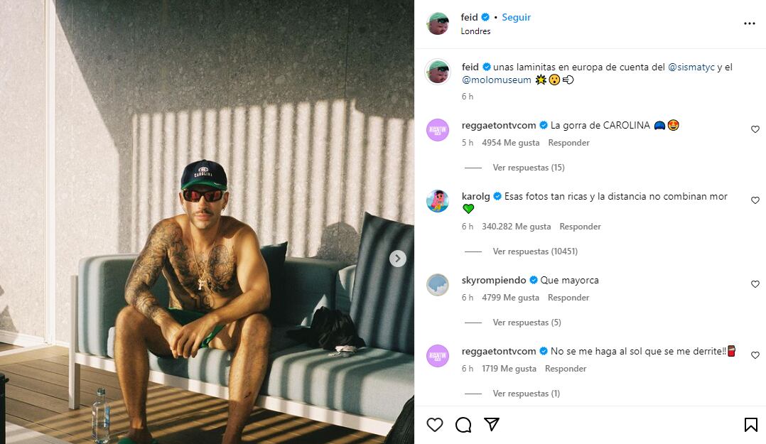 La arista colombiana dejó en claro todo el amor que siente por Feid a través de un comentario en Instagram.